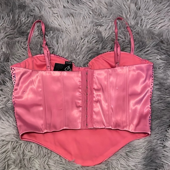 windsor satin corset rhinestone pink top - Picture 5 of 6